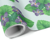 Viooltjes op zee glasblauw cadeaupapier (Rol Hoek)