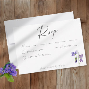Viooltjes Watercolor Minimalistische Elegante Trou RSVP Kaartje