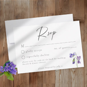 Viooltjes Watercolor Minimalistische Elegante Trou RSVP Kaartje