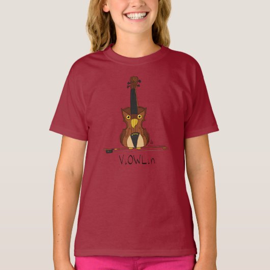 ViOWLin Chouette de violon Musique T-shirt fille d (Devant)