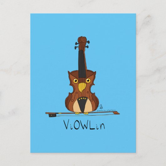ViOWLin Violin Owl Music Briefkaart (Voorkant)