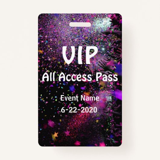 VIP Al Toegangspas Verticaal Pas aan Badge (Voorkant)