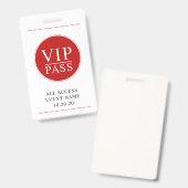 VIP All Access Event Eenvoudig Rood Wit Badge (Voor- en achterkant)