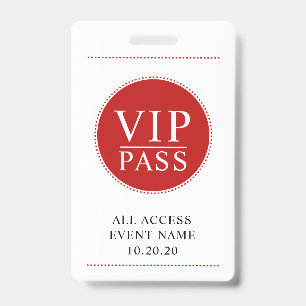 VIP All Access Event Eenvoudig Rood Wit Badge