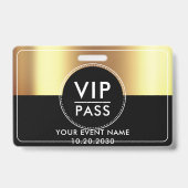 VIP All Access Event Metallic Gold Black Badge (Back)