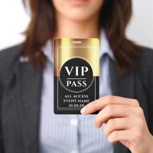 VIP All Access Event Metallic Goud Zwart Badge