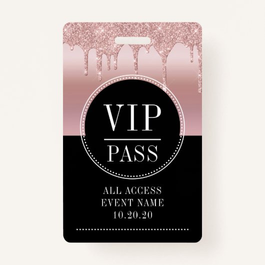 VIP All Access Event Metallic Roos Gold Black Badge (Voorkant)
