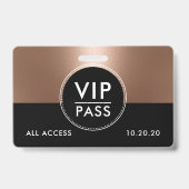 VIP All Access Event Metallic Rose Gold Badge (Back)