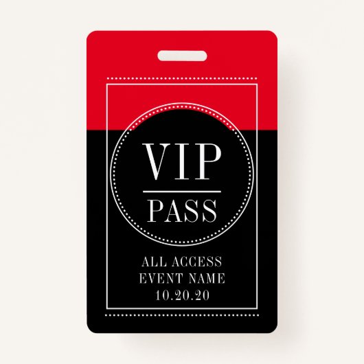VIP All Access Event Red Black Badge (Devant)