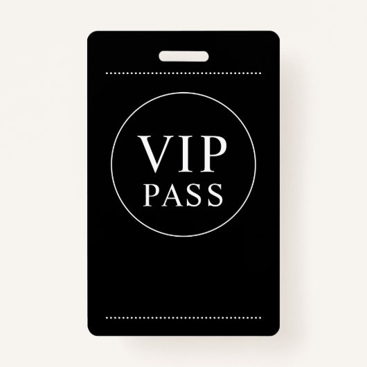 VIP All Access Event Simple Noir Blanc Badge (Devant)