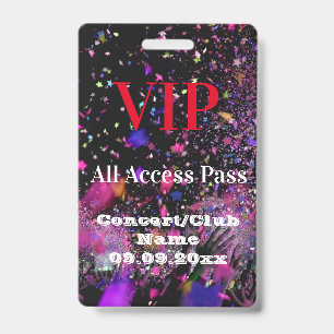 VIP All Access Name Concert Club Party Red Badge