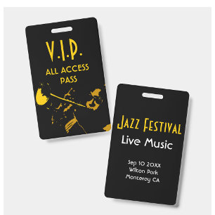 VIP All Access-pas bij muziekgebeurtenis Verticale Badge