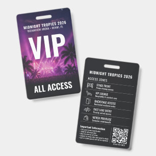 VIP All Access Pas Minimalistische Zwarte Evenemen Badge