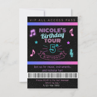 VIP All Access Pas Muziek Verjaardagsfeest Uitnodi