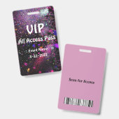 VIP All Access Pas Vertical Aanpasbaar Badge (Voor- en achterkant)
