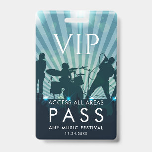 VIP All Access Pass Muziekfestival Aangepast Badge