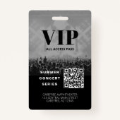 VIP All Access QR Code Badge de concert (Dos)