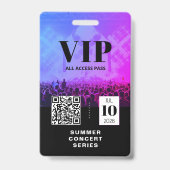 VIP All Access QR Code Badge de concert (Arrière)