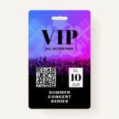 VIP All Access QR Code Badge de concert (Dos)