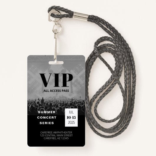 VIP Alle toegang QR Code Concert Badge (Voorkant met draagriem)