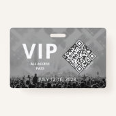 VIP Alle Toegang QR Code Gebeurtenis Horizontaal Badge (Voorkant)