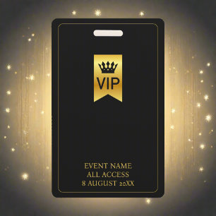 VIP Backstage Pass Muziekfestival Zwart & Goud Badge