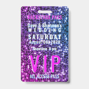 VIP Backstage Pass Trouwtafel Zitplaatsen Badge