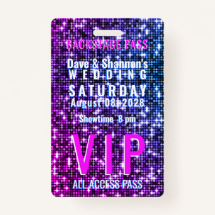 VIP Backstage Pass Trouwtafel Zitplaatsen Badge