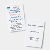 VIP Badge | Pass Badge – Corporate Security (Avant & arrière)