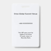 VIP Badge | Pass Badge – Corporate Security (Arrière)