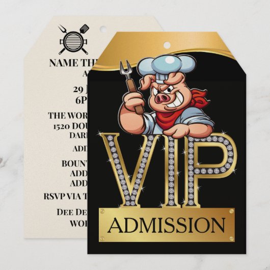 VIP Barbecue / Varkenssmaakfeestje Kaart (Voorkant / Achterkant)