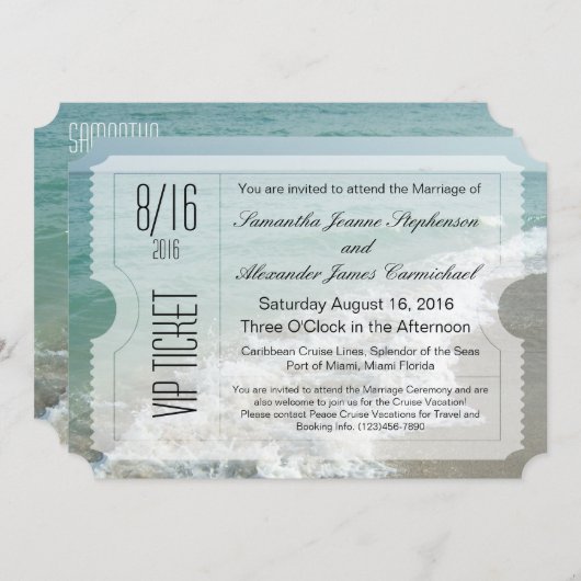 VIP Beach Destination Mariage Billet Invitation (Devant / Derrière)