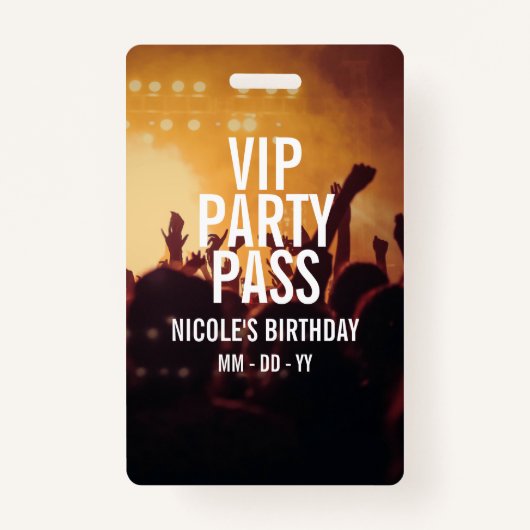 VIP Birthday Party pass Custom Photo Concerge Badg Badge (Voorkant)