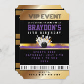 VIP BOWLING TOUT ACCÈS Gold Pass Badge Invitation (Devant / Derrière)