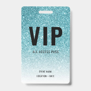 VIP Custo ge evenement of concert Blauwe Glitters Badge