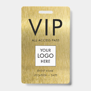VIP Eenvoudig lettertype op geborsteld goud metaal Badge