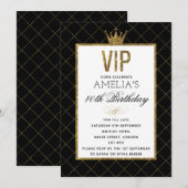 VIP Gold en Black Glitter verjaardagsuitnodigingen Kaart (Voorkant / Achterkant)