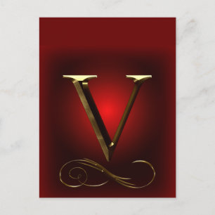 VIP Gold "V"-monogram in rood en zwart Briefkaart