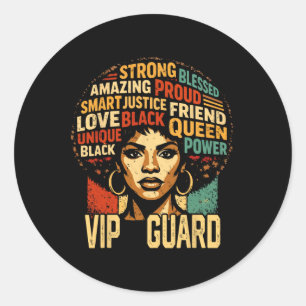 Vip Guard Black History Month Krachtige Zwarte Tro Ronde Sticker
