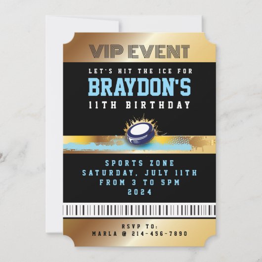 VIP Hockey TOUT ACCÈS Gold Pass Badge Invitation (Devant)