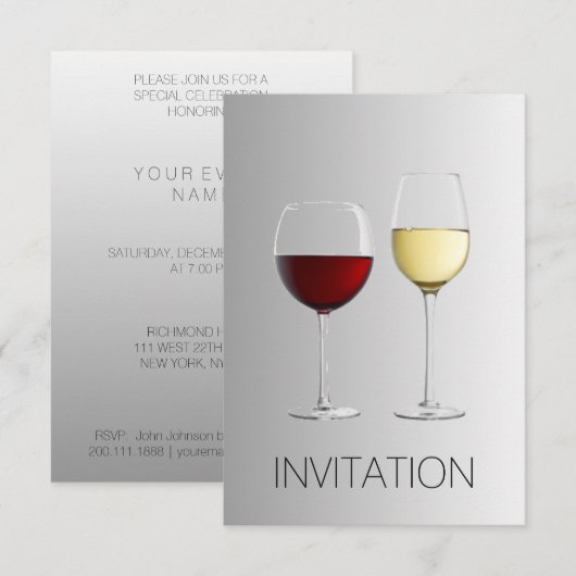 Vip Invitation du Club Vip de Vin Rouge blanc (Devant / Derrière)