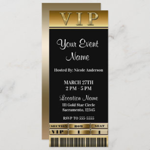 VIP-kaartje voor Gold & Black Elegant Dinner Party Kaart