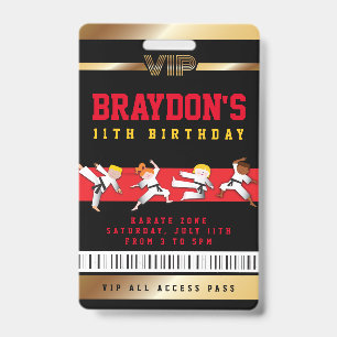 VIP Karate Birthday ALL TOEGANG Gold Pass Badge