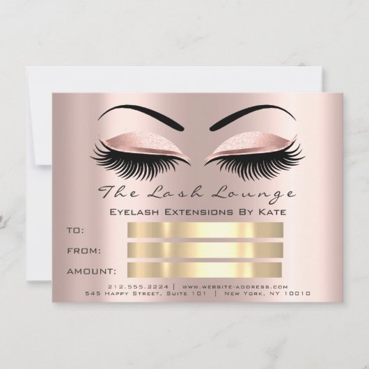 VIP Lash Roos Brow Makeup Artist Certificate Cadea Kaart (Voorkant)