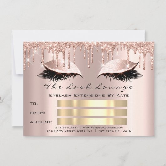 VIP Lashes Roos Spark Gold Makeup Certificate Cade Kaart (Voorkant)