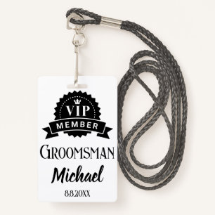 vip lid groomsman gepersonaliseerde bruiloft badge