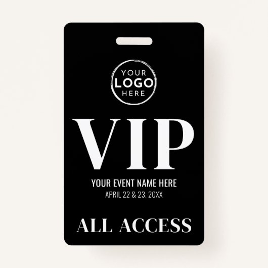 VIP Logo Black All Access Event Badge (Voorkant)