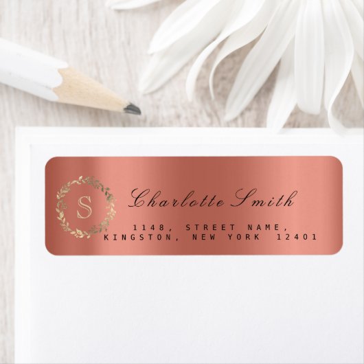 VIP Monogram Krans RSVP Goud Zwart Roos Koraal Etiket (Insitu)