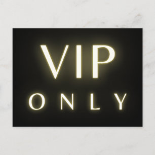 Vip only neon glanzende luxe tekst ontwerp briefkaart