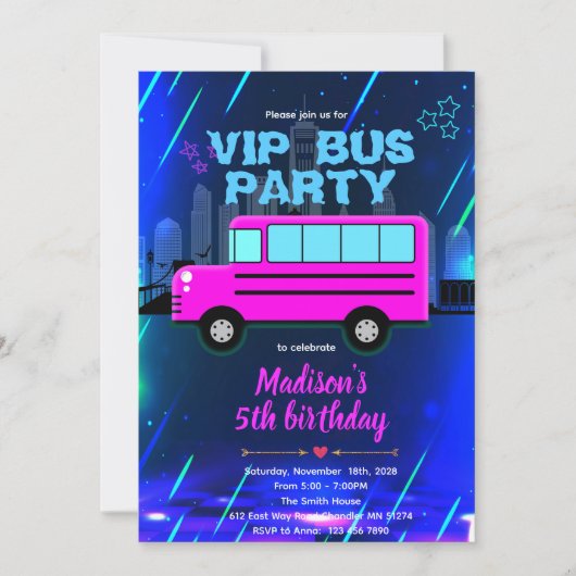 VIP Party Bus Invitation (Devant)